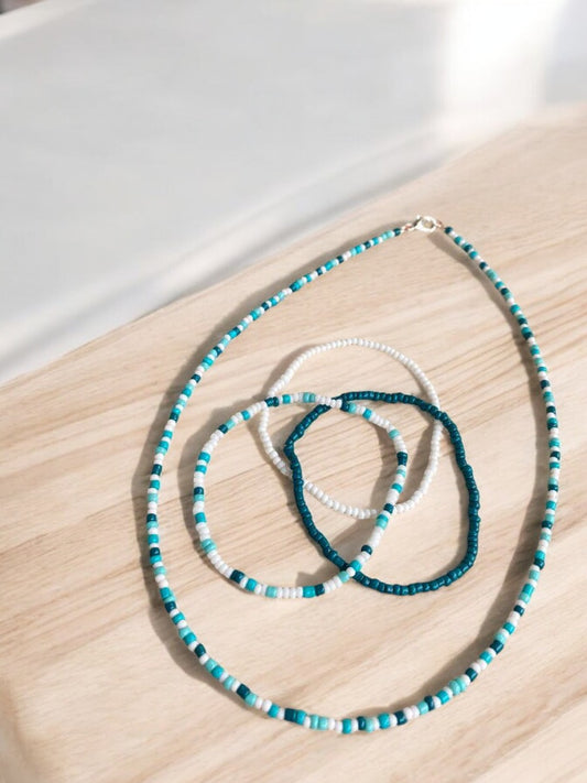 lagoon jewelry set necklace and bracelet beach aesthetic beaded design
