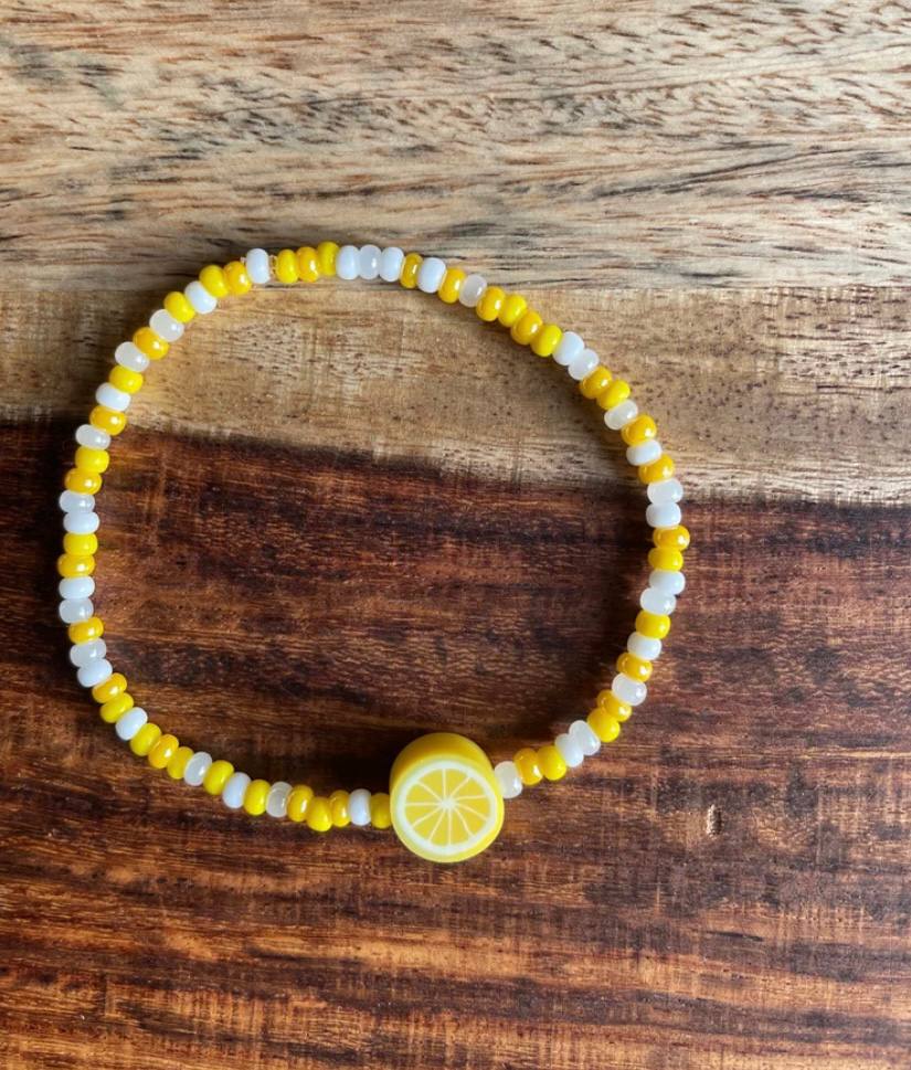 lemon bracelet citrus beaded jewelry cute aesthetic summer design