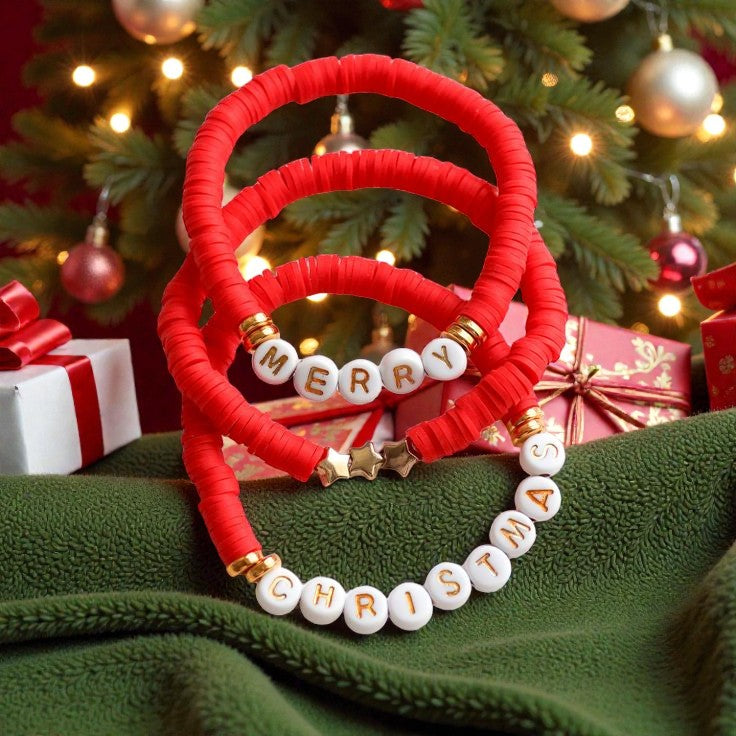 merry christmas beaded bracelets holiday gift jewelry aesthetic design