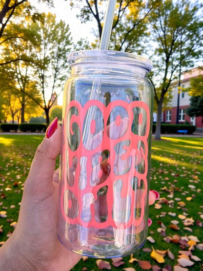 close up aesthetic vinyl cup good vibes only motivational quote drinkware