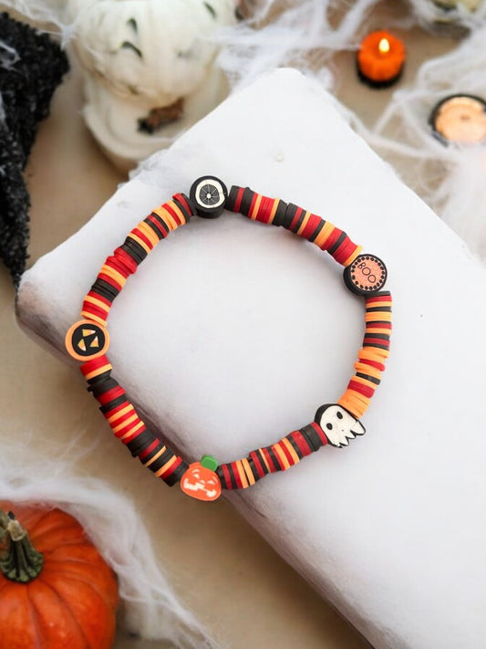 multicolored beaded halloween bracelet spooky cute jewelry design