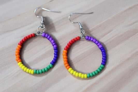 multicolored hoop earrings colorful aesthetic beaded jewelry cute design