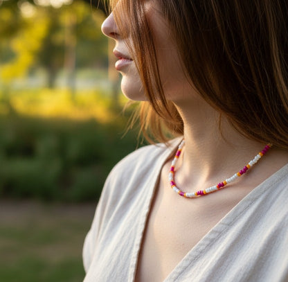 natural colorful necklace handmade aesthetic beaded jewelry design