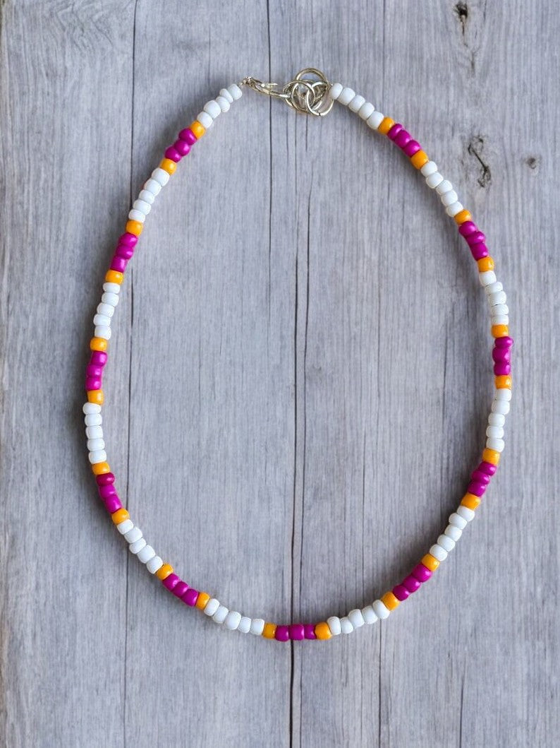 close up natural colorful necklace beaded handmade jewelry detail design