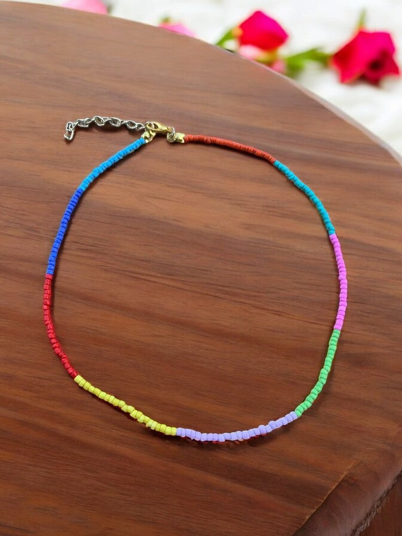 close up emotions necklace colorful beads aesthetic jewelry detail design