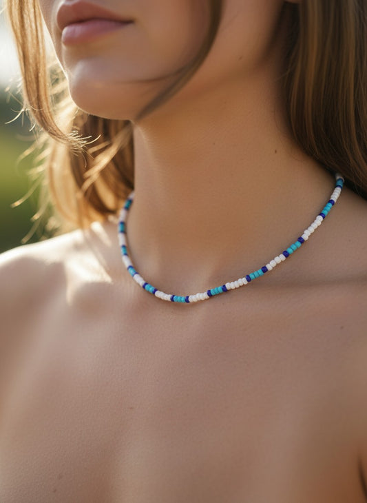 ocean blue deep necklace aesthetic beaded jewelry cute design