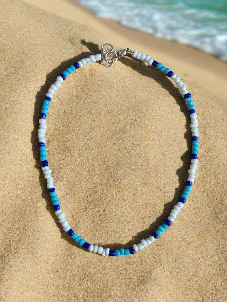 ocean blue deep necklace styling aesthetic jewelry outfit look beach vibe
