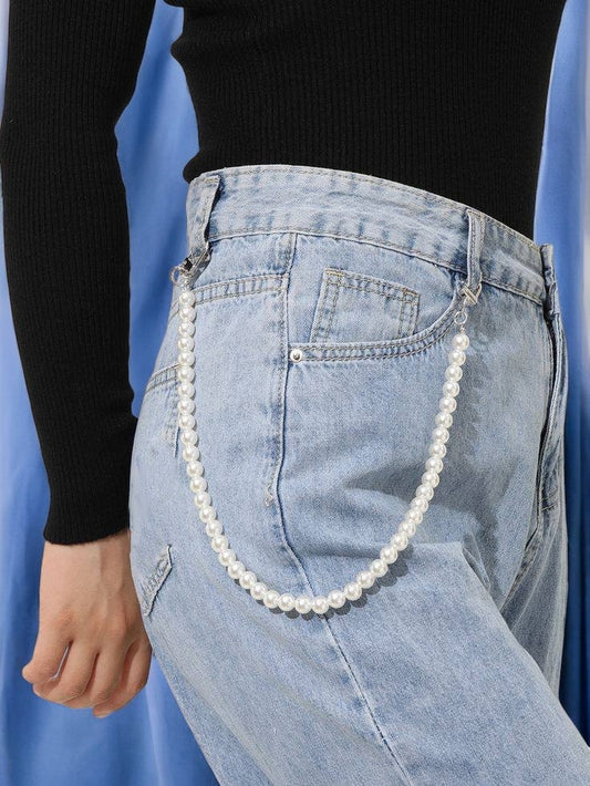 pearl jeans chain y2k denim aesthetic jewelry fashion accessory