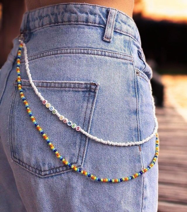 perfect duo beaded jeans chain y2k denim accessory aesthetic fashion