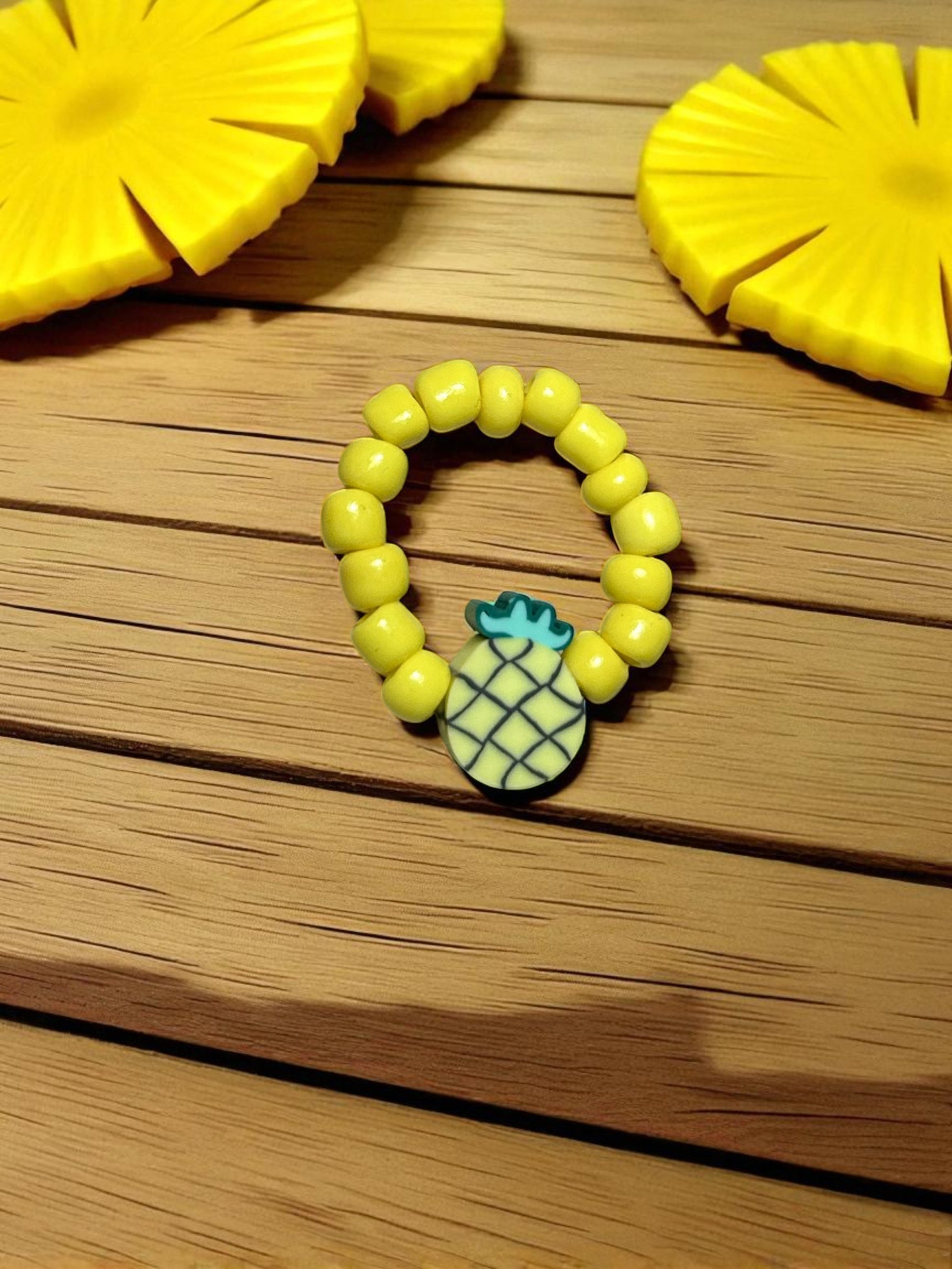 pineapple fruit ring tropical aesthetic jewelry colorful summer accessory