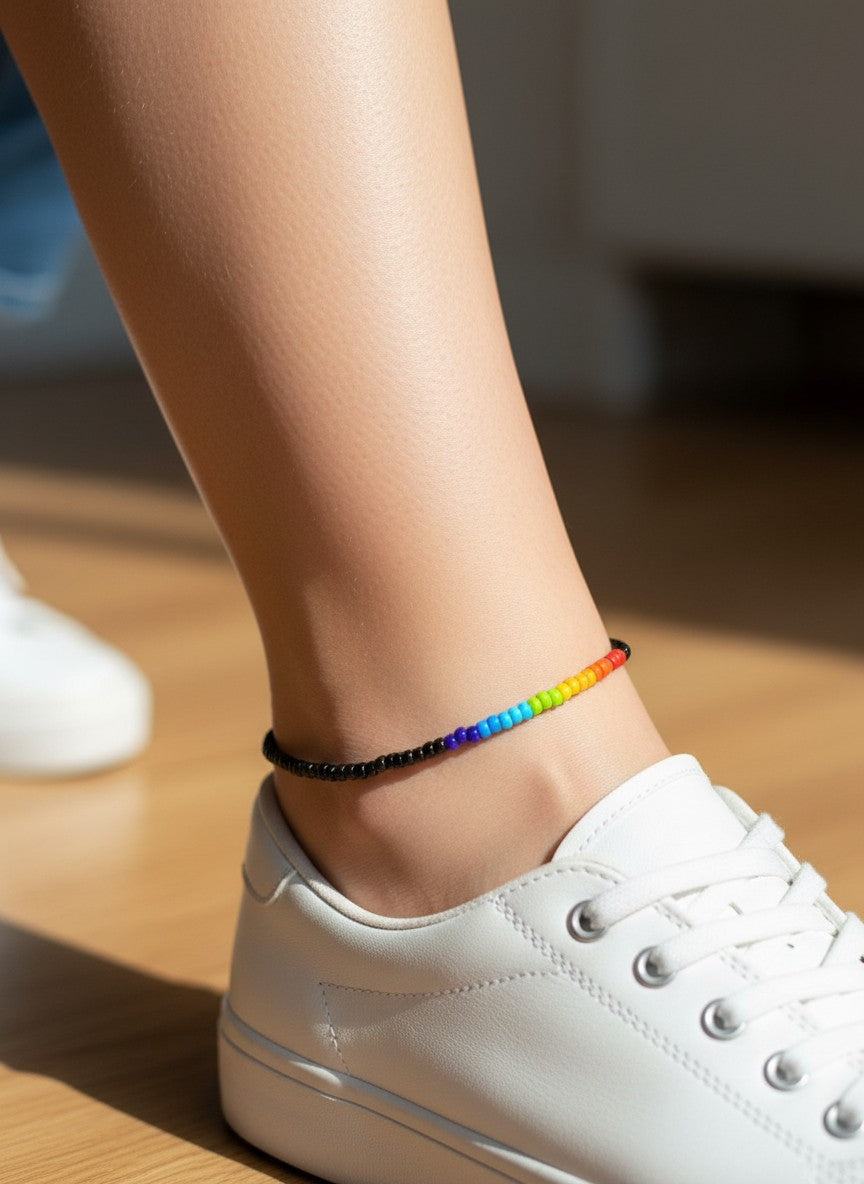 rainbow anklet colorful beaded ankle bracelet aesthetic jewelry design