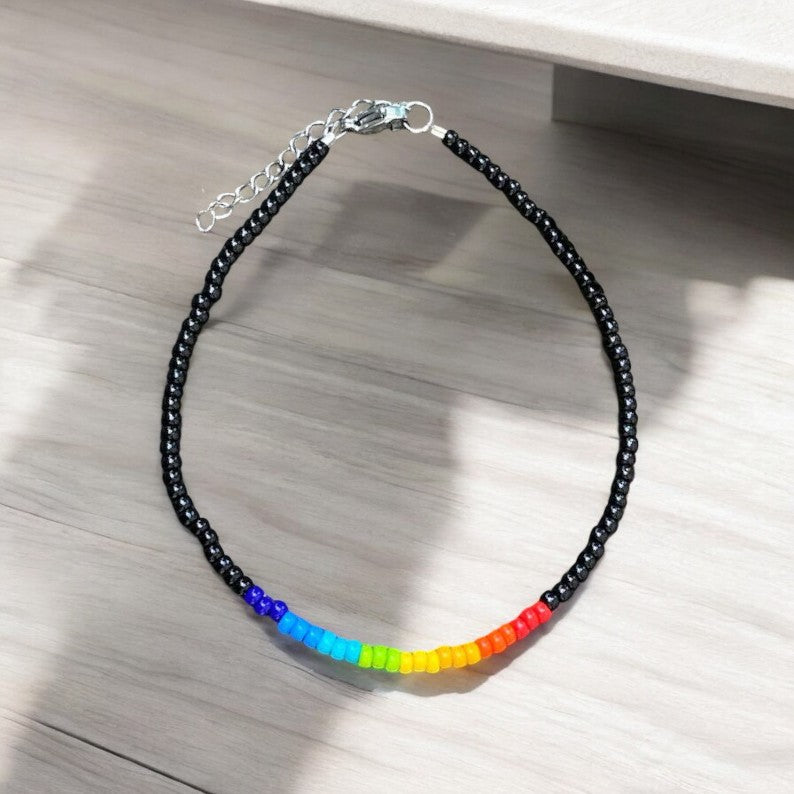 rainbow anklet styling colorful summer beach aesthetic outfit look