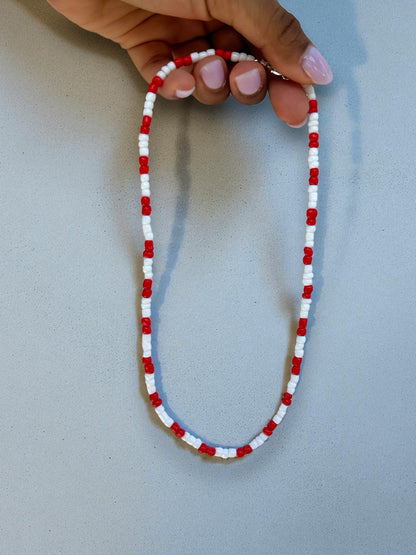 red white simple necklace styling minimalist aesthetic jewelry outfit