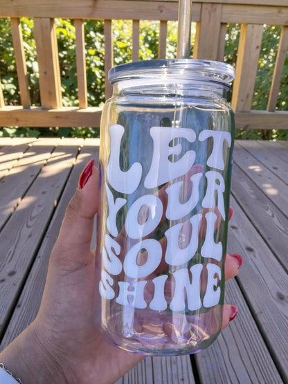 close up aesthetic vinyl cup soul shine motivational quote drinkware detail