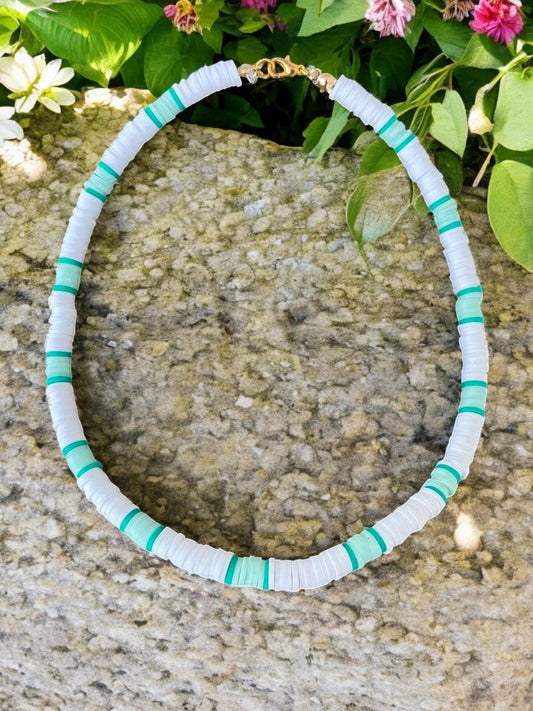 teal handmade necklace beaded aesthetic jewelry cute design