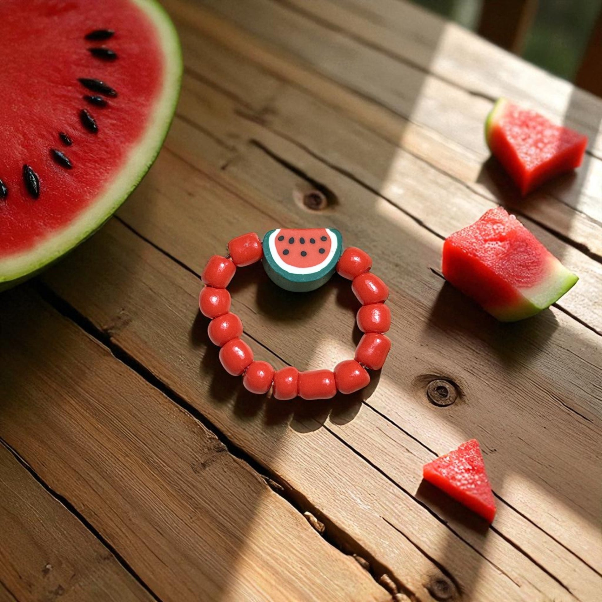 watermelon fruit ring cute aesthetic jewelry colorful playful summer accessory