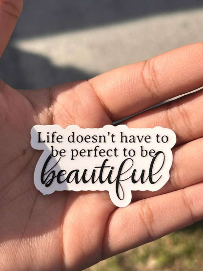 waterproof aesthetic vinyl sticker on laptop with motivational quote sticker