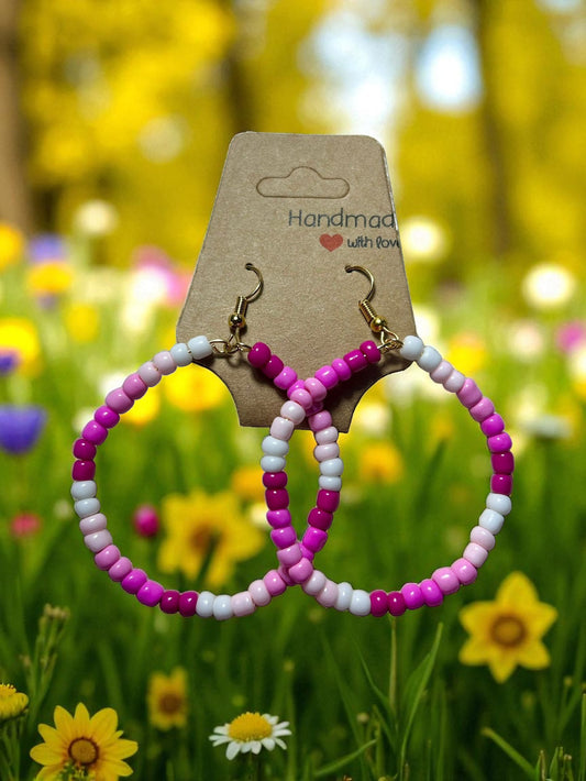 Pink and White Hoop Earring