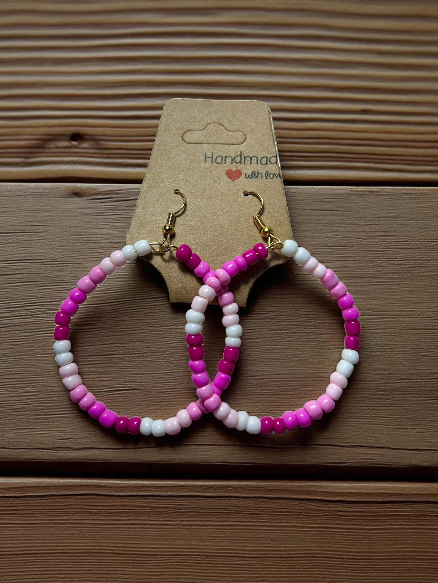 Pink and White Hoop Earring