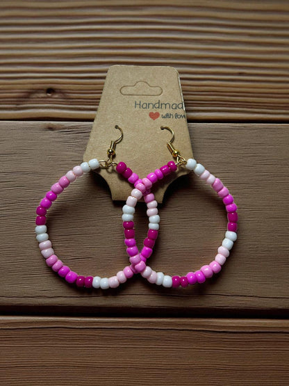 Pink and White Hoop Earring