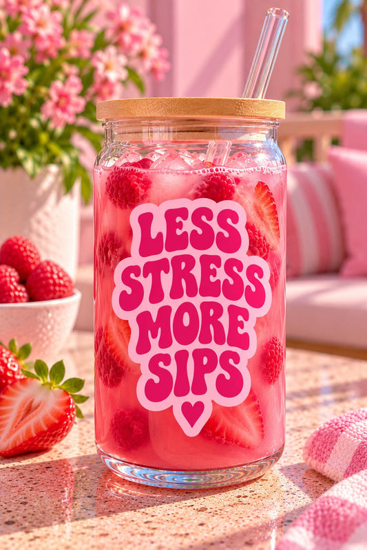 Less Stress More Sips Vinyl Cup