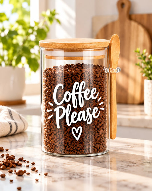 Coffee Please Kitchen Glass Jar