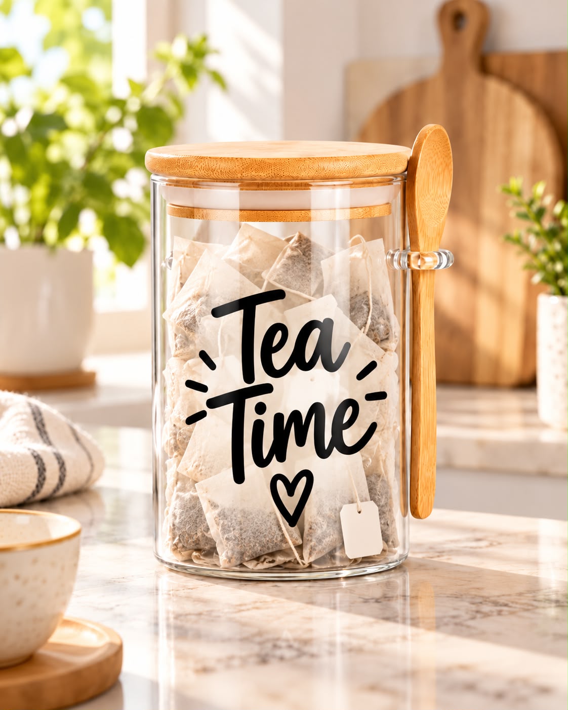 Tea Time Kitchen Glass Jar