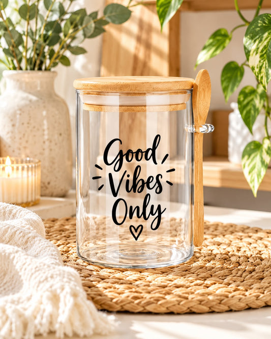 Good Vibes Only Kitchen Glass Jar