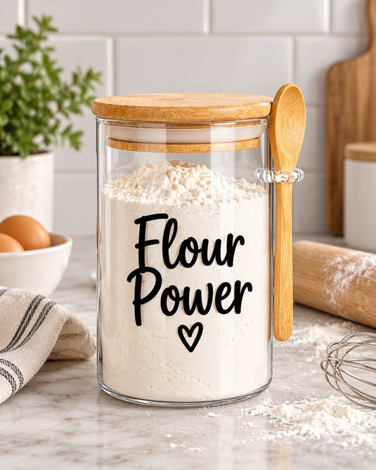 Flour Power Kitchen Glass Jar