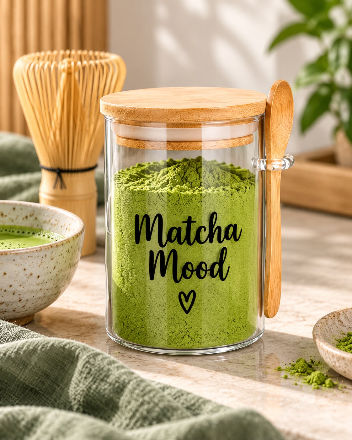 Matcha Mood Kitchen Glass Jar