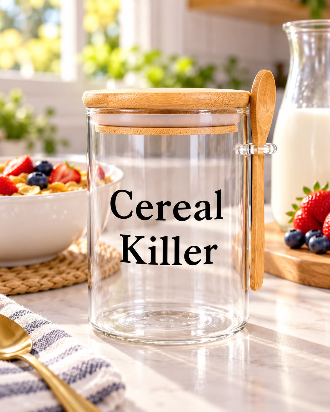 Cereal Killer Kitchen Glass Jar