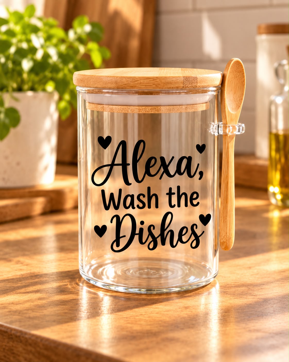 Alexa Wash the Dishes Kitchen Glass Jar