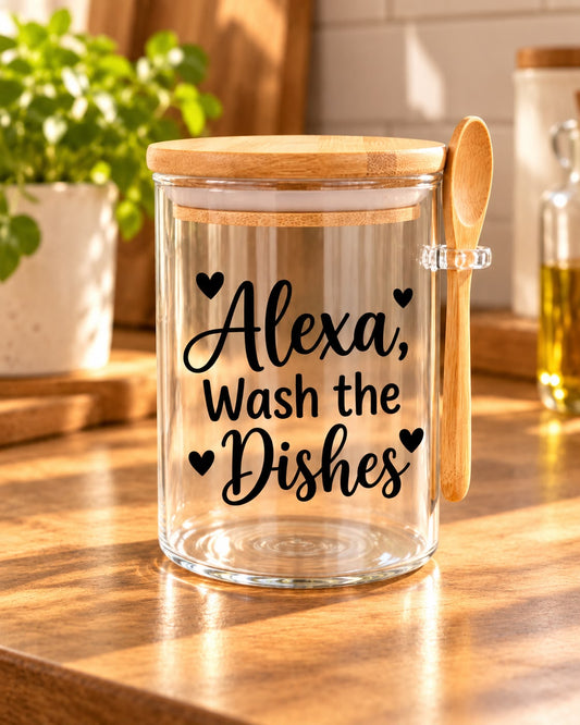 Alexa Wash the Dishes Kitchen Glass Jar