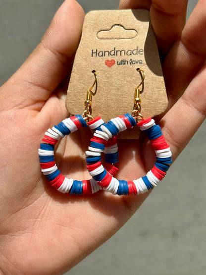 White, Red and Blue Earrings