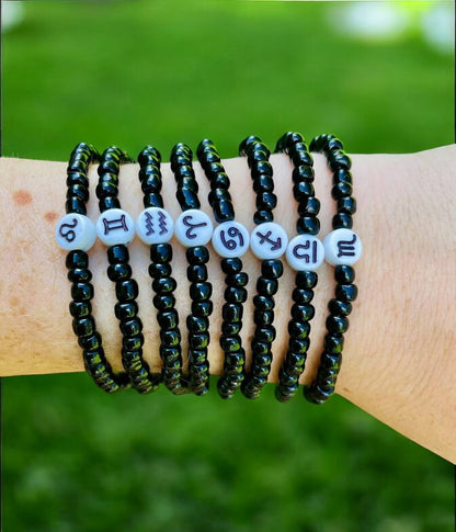 zodiac signs bracelet celestial beaded jewelry astrology aesthetic design