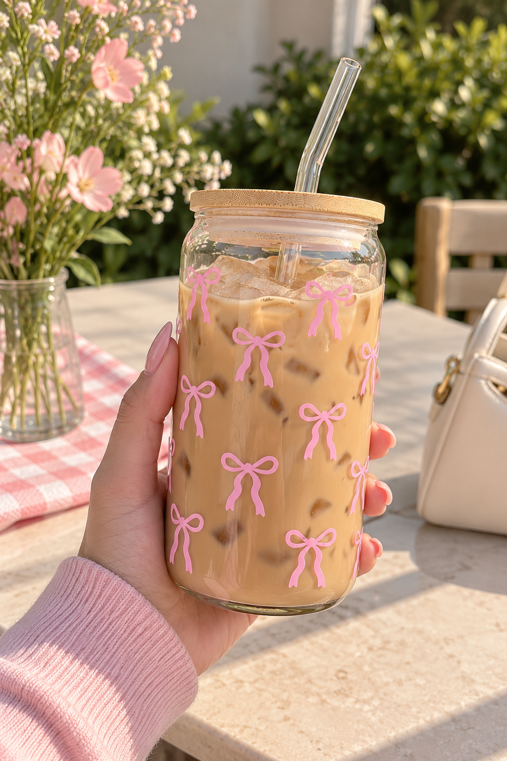 Pink Bows Vinyl Cup