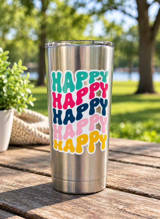 Happy Permanent Vinyl Sticker