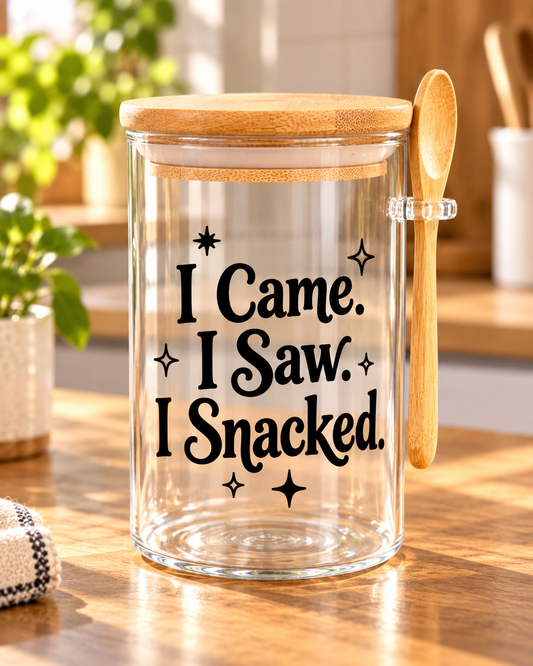I Came I Saw I Snacked Kitchen Glass Jar