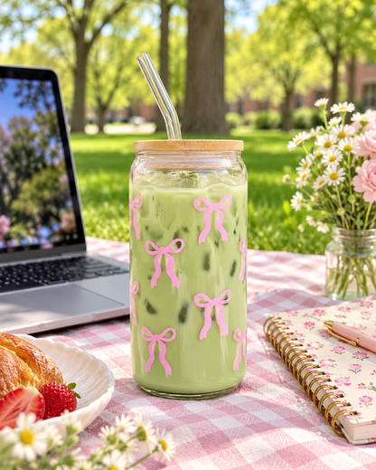 Pink Bows Vinyl Cup