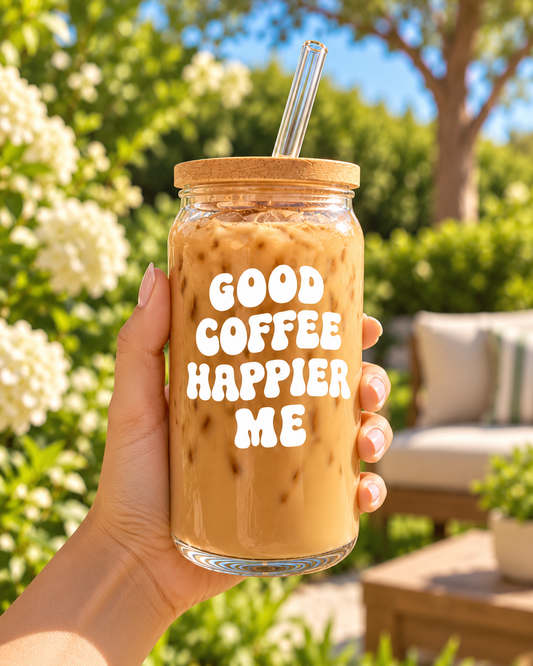 Good Coffee Happier Me Vinyl Cup