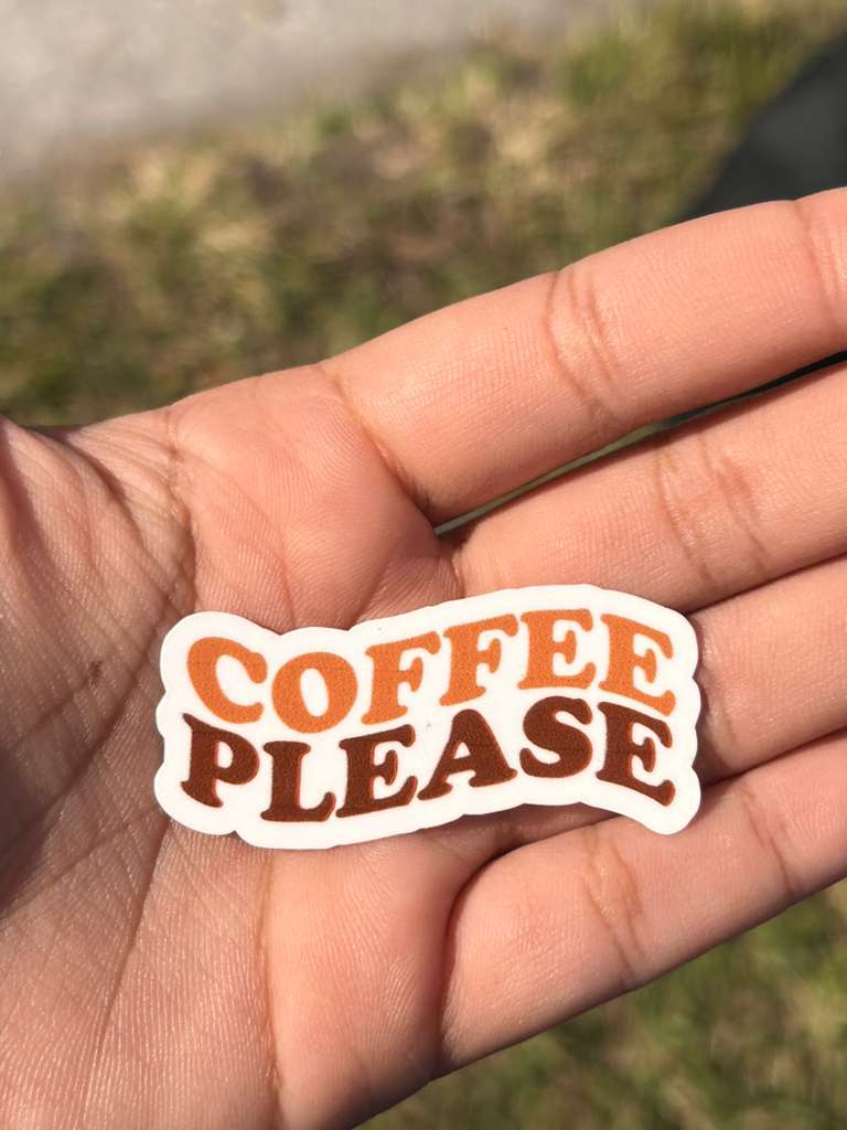 minimal coffee vinyl sticker coffee please applied on tumbler or laptop waterproof decal aesthetic style
