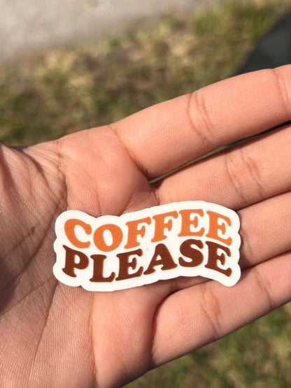 minimal coffee vinyl sticker coffee please applied on tumbler or laptop waterproof decal aesthetic style
