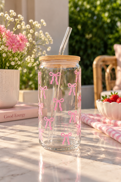 Pink Bows Vinyl Cup