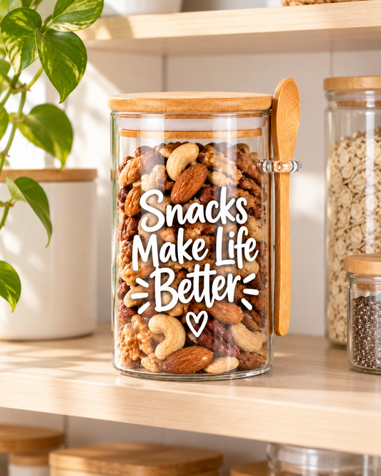 Snacks Make Life Better Kitchen Glass Jar