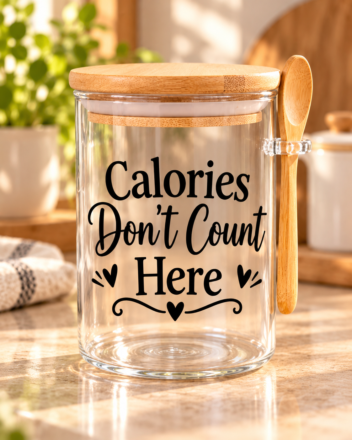 Calories Don't Count Here Kitchen Glass Jar