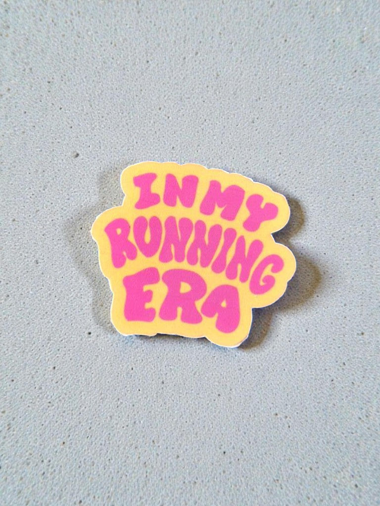 in my running era permanent vinyl sticker fitness motivational quote decal close up aesthetic