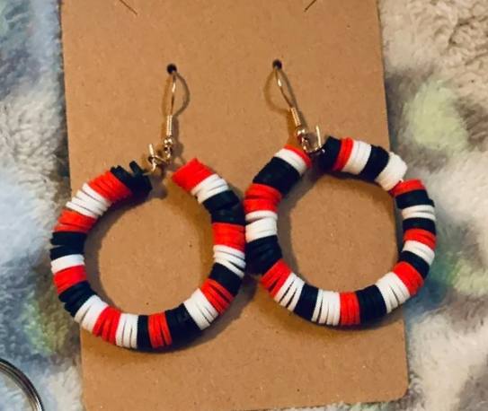 White, Red and Blue Earrings