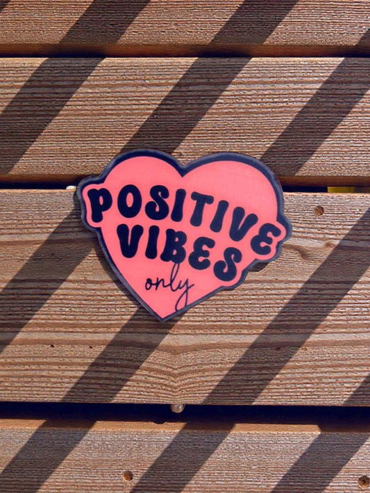 positive vibes only permanent vinyl sticker motivational quote decal close up aesthetic
