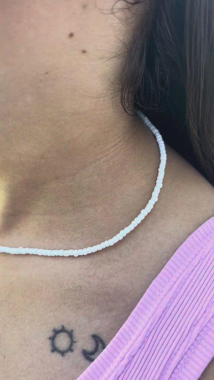 Blue and White Eye Simple Beads Necklace