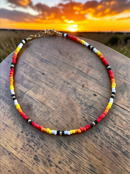 aesthetic beaded necklace inspired by sunset tones beach style handmade jewelry